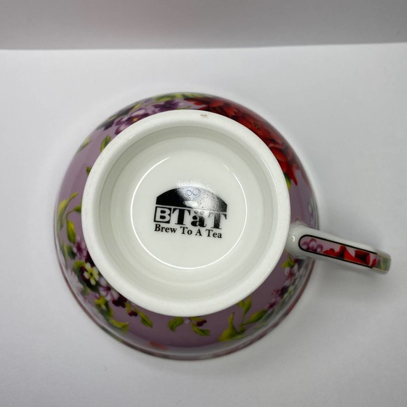 BTaT Brew To a Tea Pink Floral Teacup and Saucer Set - Fine China - Picture 5 of 5